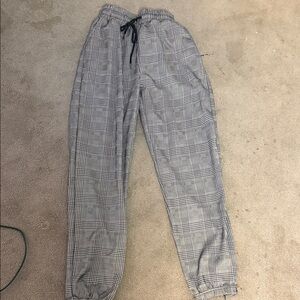 Gray Plaid Jogger Pants